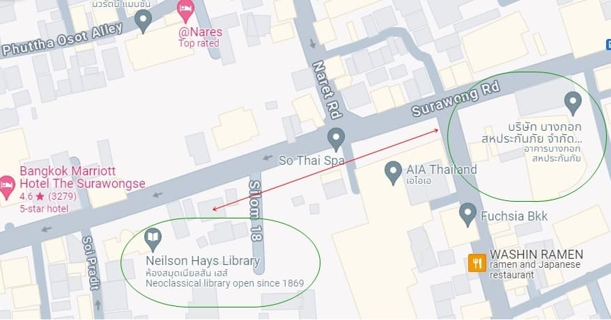 Parking location map for Neilson Hays Library events
